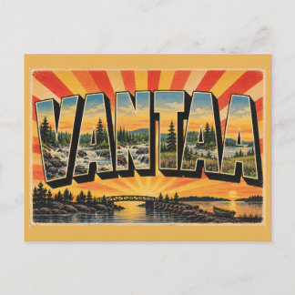 Cartão Postal Vantaa River Rapids Vintage Travel Art