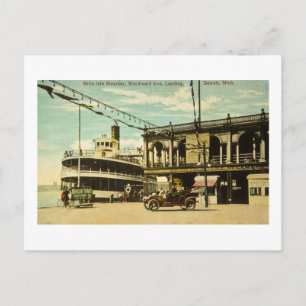 Cartão Postal Vapor Belle Isle, desembarque da Woodward Ave., De