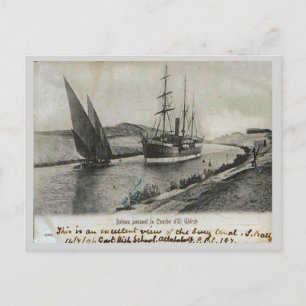 Cartão Postal Vapor e velejar no Canal do Suez