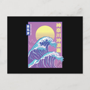 Cartão Postal Vaporwave de ondas grandes