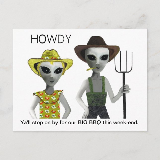 Cartão Postal Vaqueiro, aliens da vaqueira - HOWDY! (Frente)