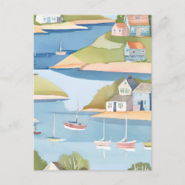 Cartão Postal Vara de Barcos | Pintura em Aquarela Moderna