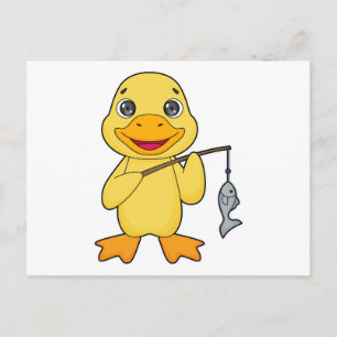 Cartão Postal vara de pesca de pesca de pato