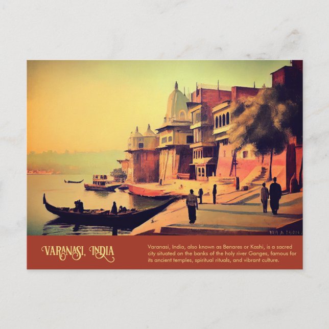 Cartão Postal Varanasi Vintage Índia (Frente)