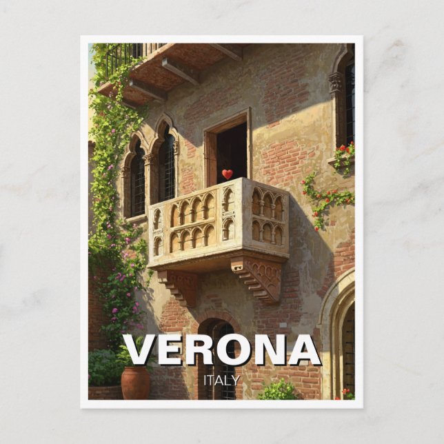 Cartão Postal Varanda de Verona Itália Viagem (Frente)
