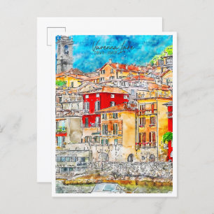 Cartão Postal Varenna Lake Como, Itália, viagens vintage