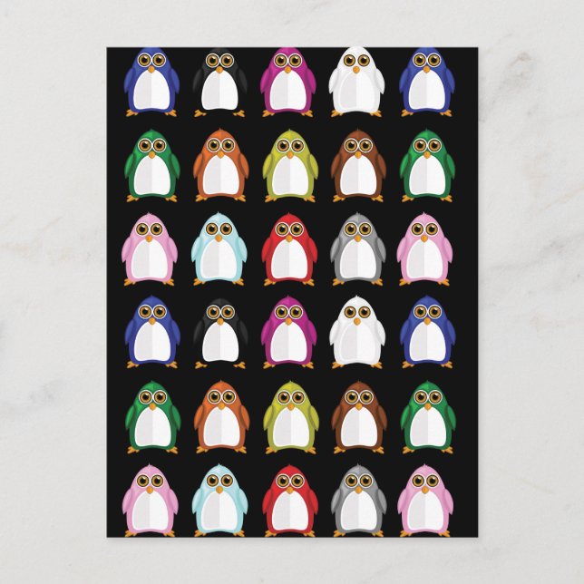 Cartão Postal Variedade de pinguim (2) (Frente)