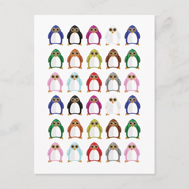 Cartão Postal Variedade de pinguins (Frente)
