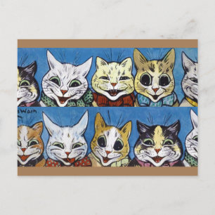 Cartão Postal Vários Gatos Olhando Para Fora, Louis Wain