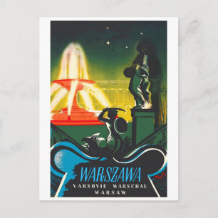Cartão Postal Varsóvia, Fonte Iluminada