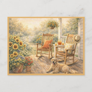 Cartão Postal Várzea de Girassóis de Agosto Arte Floral em Aquar