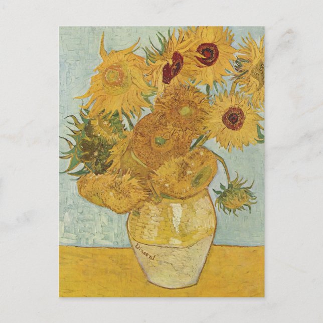 Cartão Postal Vase com 12 girassóis Vincent Van Gogh (Frente)