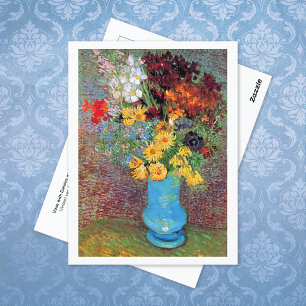 Cartão Postal Vase com Daisies Anemones Vincent van Gogh
