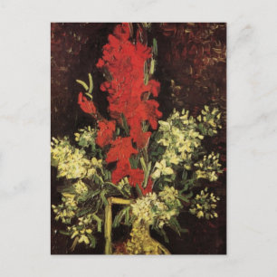 Cartão Postal Vase com Gladioli, Cravos por Vincent van Gogh