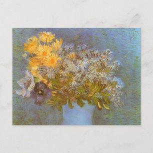 Cartão Postal Vase com Lilacs, Daisies e Anemones por Van Gogh