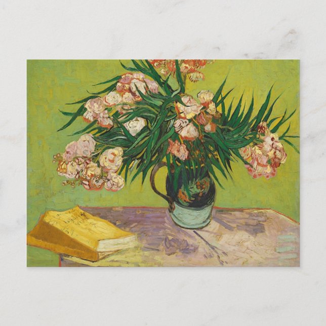 Cartão Postal Vase com Oleanders & Books, Van Gogh Fine Art (Frente)