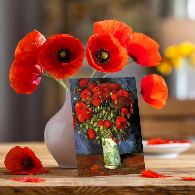 Cartão Postal Vase com Poppies Vermelhos | Vincent Van Gogh (Criador carregado)