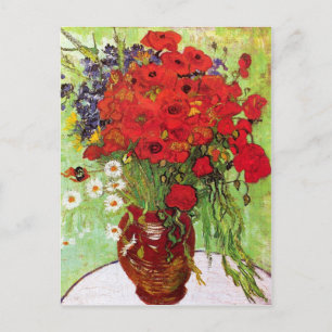 Cartão Postal Vase com Visitas e Poppies, Van Gogh