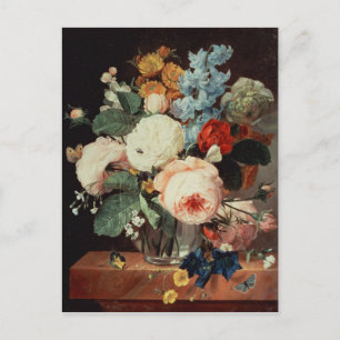 Cartão Postal Vase das Flores numa borda de mármore