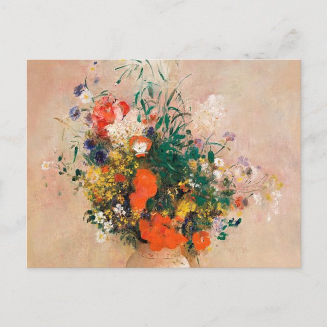 Cartão Postal Vase de Flores por Redon Poste-Impressionista (Frente)