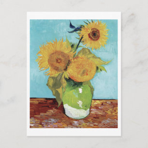 Cartão Postal Vase de Vincent van Gogh com Três Girassóis