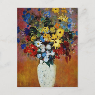 Cartão Postal Vaso Amarelo de Flores, Odilon Redon flores