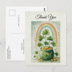 Cartão Postal Vaso Antigo de Ouro e Arco-íris Obrigado