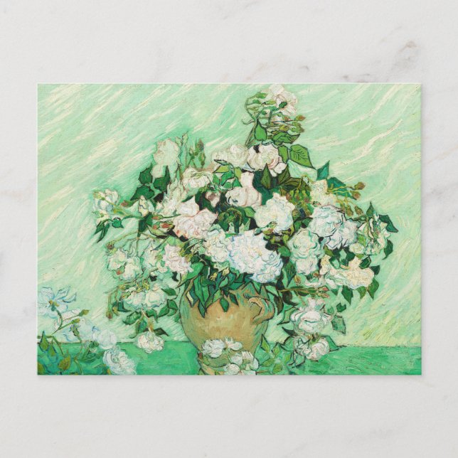 Cartão Postal Vaso com Rosas Cor-de-Rosa, Vincent Van Gogh (Frente)
