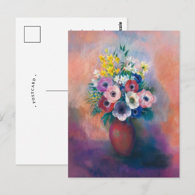 Cartão Postal Vaso de Anêmonas | Odilon Redon (Frente/Verso)