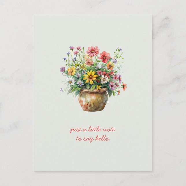 Cartão Postal Vaso de Flores Silvestres que Fazem Pensar em Você (Frente)