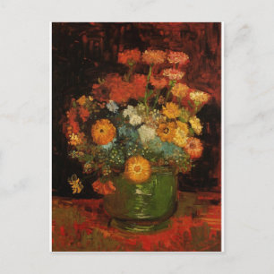 Cartão Postal Vaso de pintura vintage de Van Gogh Flores Floraçõ