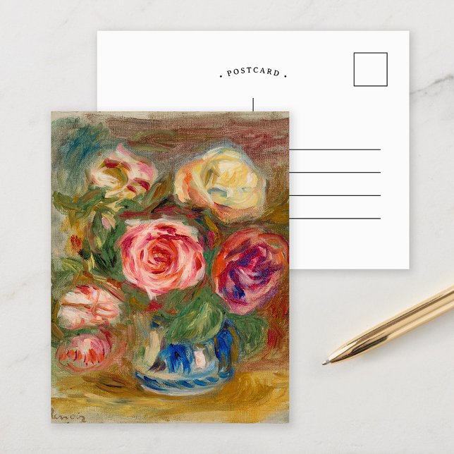 Cartão Postal Vaso de Rosas | Renoir (Criador carregado)