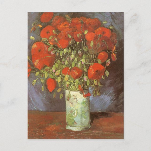 Cartão Postal Vaso de Vida com Papoulas Vermelhas de Vincent van (Frente)