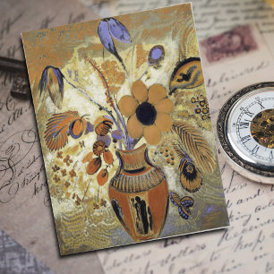 Cartão Postal Vaso Etrusco com Flores por Odilon Redon