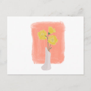Cartão Postal Vaso Floral Aquarela de Aniversário para Qualquer 