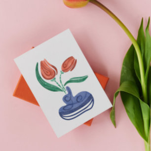 Cartão Postal Vaso Moderno com Tulipas Arte de Natureza Morta