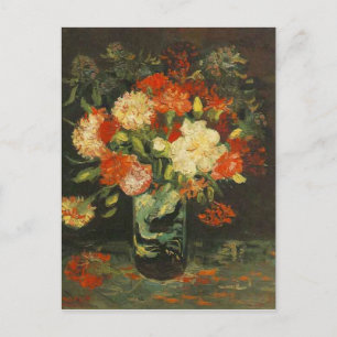 Cartão Postal Vaso Vermelho com Cravos Flores de Van Gogh Vintag