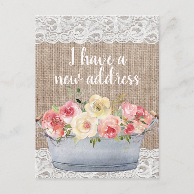 Cartão Postal Vasos de Metal com Flores de Creme Rosa Enrubescid (Frente)