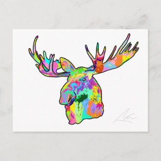 Cartão Postal Vazio Branco de Pintura em Moose Colorida