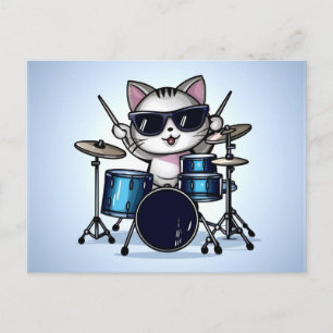 Cartão Postal vazio de Drummer de Gato legal