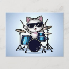 Cartão Postal vazio de Drummer de Gato legal