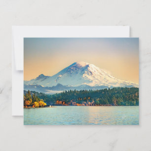 Cartão Postal Vazio de Ocasião Monte Rainier Lake Washington