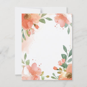 Cartão Postal Vazio de Pastel Floral de Aquarela