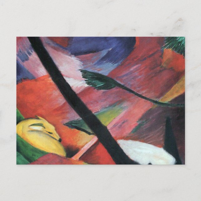 Cartão Postal Veado na Floresta II por Franz Marc; Reh im Walde (Frente)