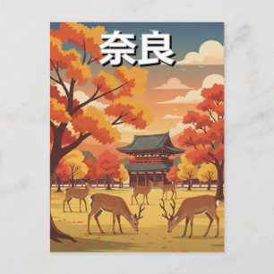 Cartão Postal Veados no Parque Nara Japão Viagem