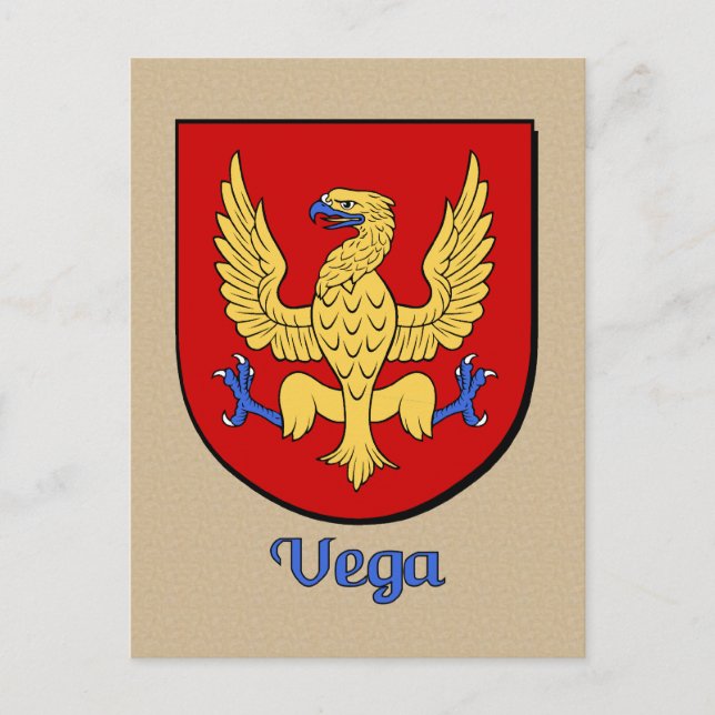 Cartão Postal Vega Family Heraldic Shield (Frente)