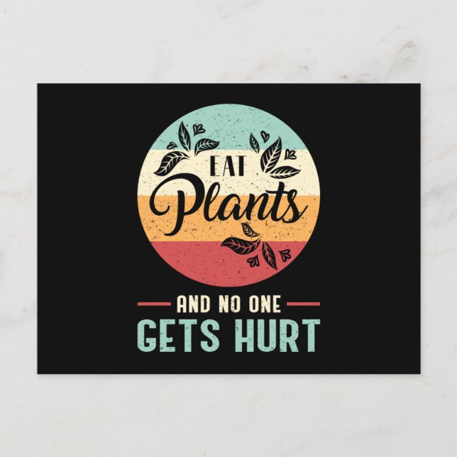 Cartão Postal Vegan Animal Vegetarian Retro Vegism Funny Gift (Frente)