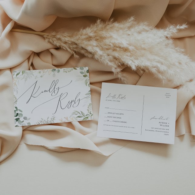 Cartão Postal Vegetação Caprichosa e Ouro Pedido de Música RSVP (Criador carregado)