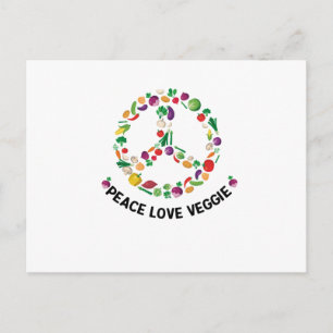 Cartão Postal Veggie Peace Sign Vegan