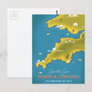 Cartão Postal Veja o poster de viagens Sun - Devon & Cornwall.